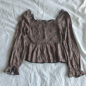 Leopard print ruffles romantic top